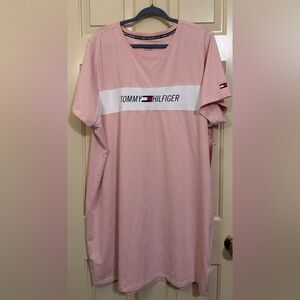 Tommy Hilfiger Sport NWT Pink & White Logo Crewneck T-Shirt Dress